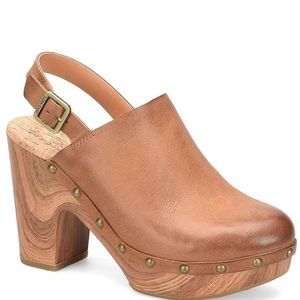 Darby Burnished Leather Platform Slingback Clogs size 9M